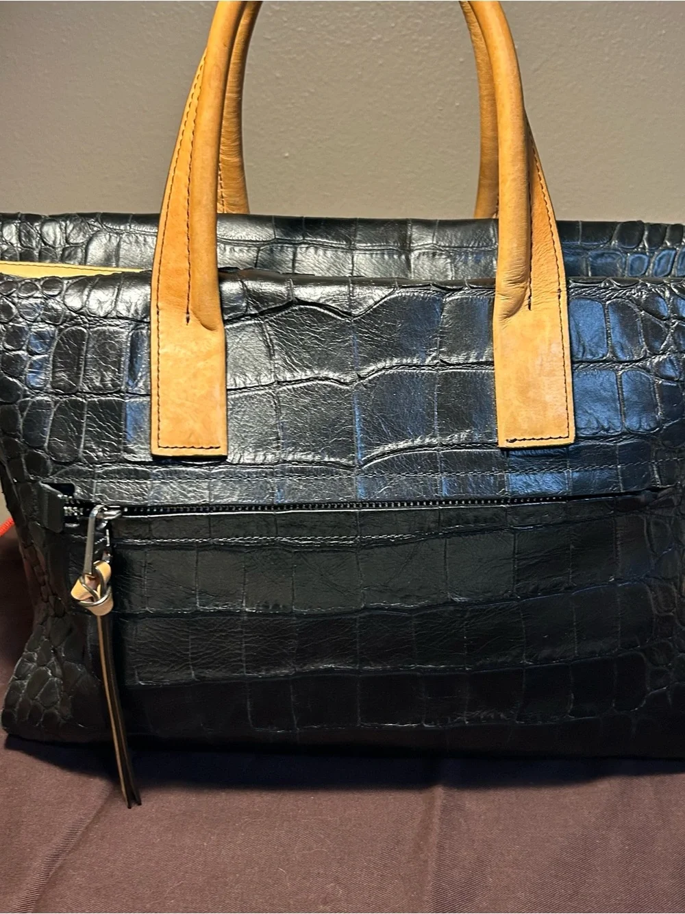 Coach Black Croc Embossed Carryall Satchel Tote Bleecker 28305 hang tags RARE